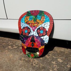 Vibrant Multicolored Sugar Skull Mosaic